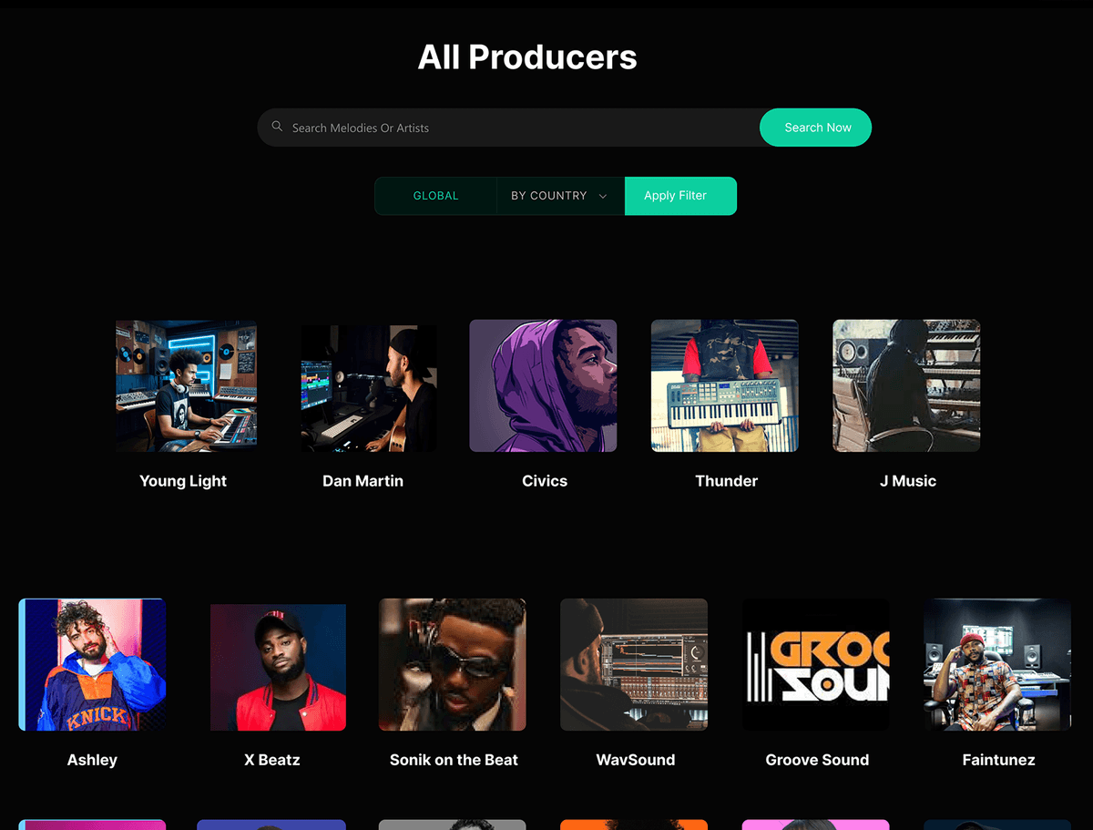 MelodyCollab Top Producers Directory