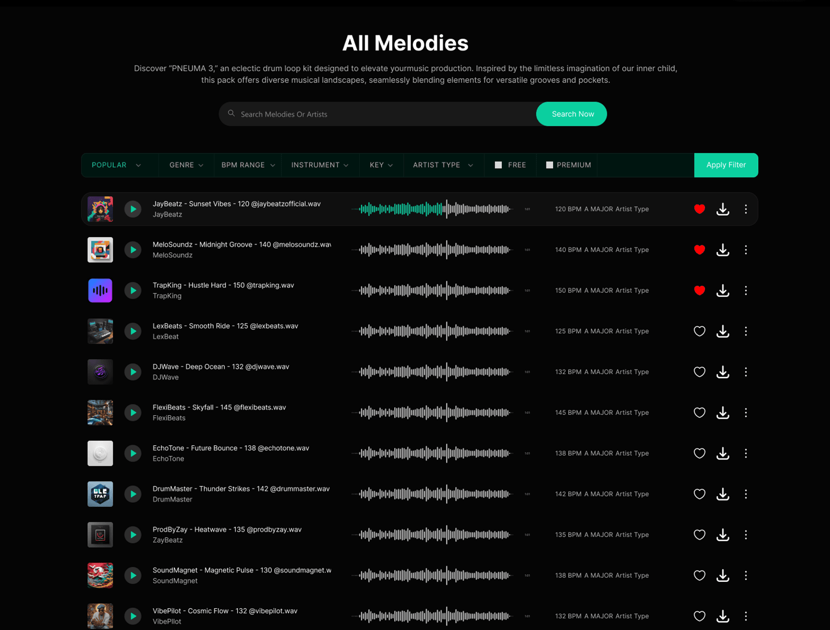 MelodyCollab Melody Samples Database